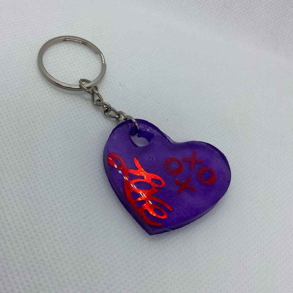 Handmade resin heart keychain Valentine’s Day theme